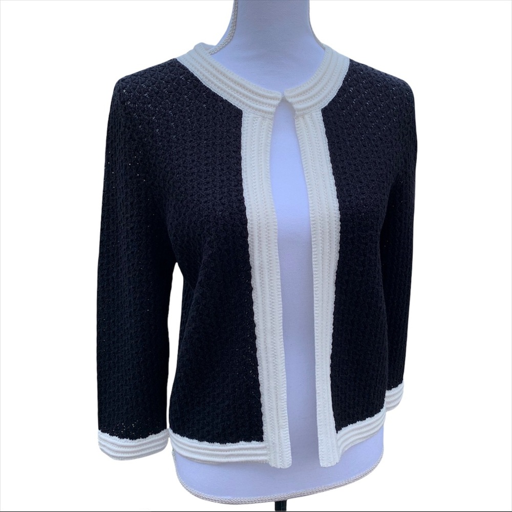 KATE HILL Cardigan Black/Cream Size Small - Picture 13 of 13